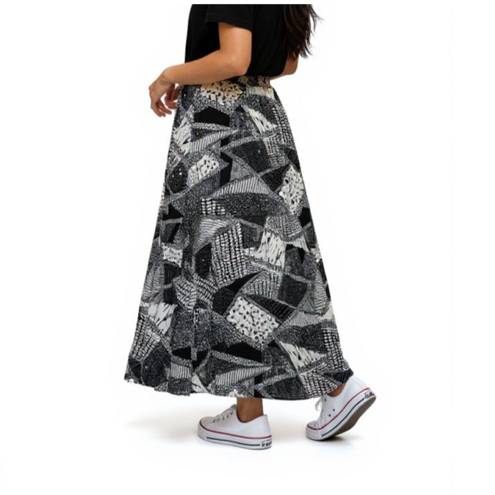 NEW Style & Co Retro Maxi Skirt Sequin Accents Women Medium Black White Peasant